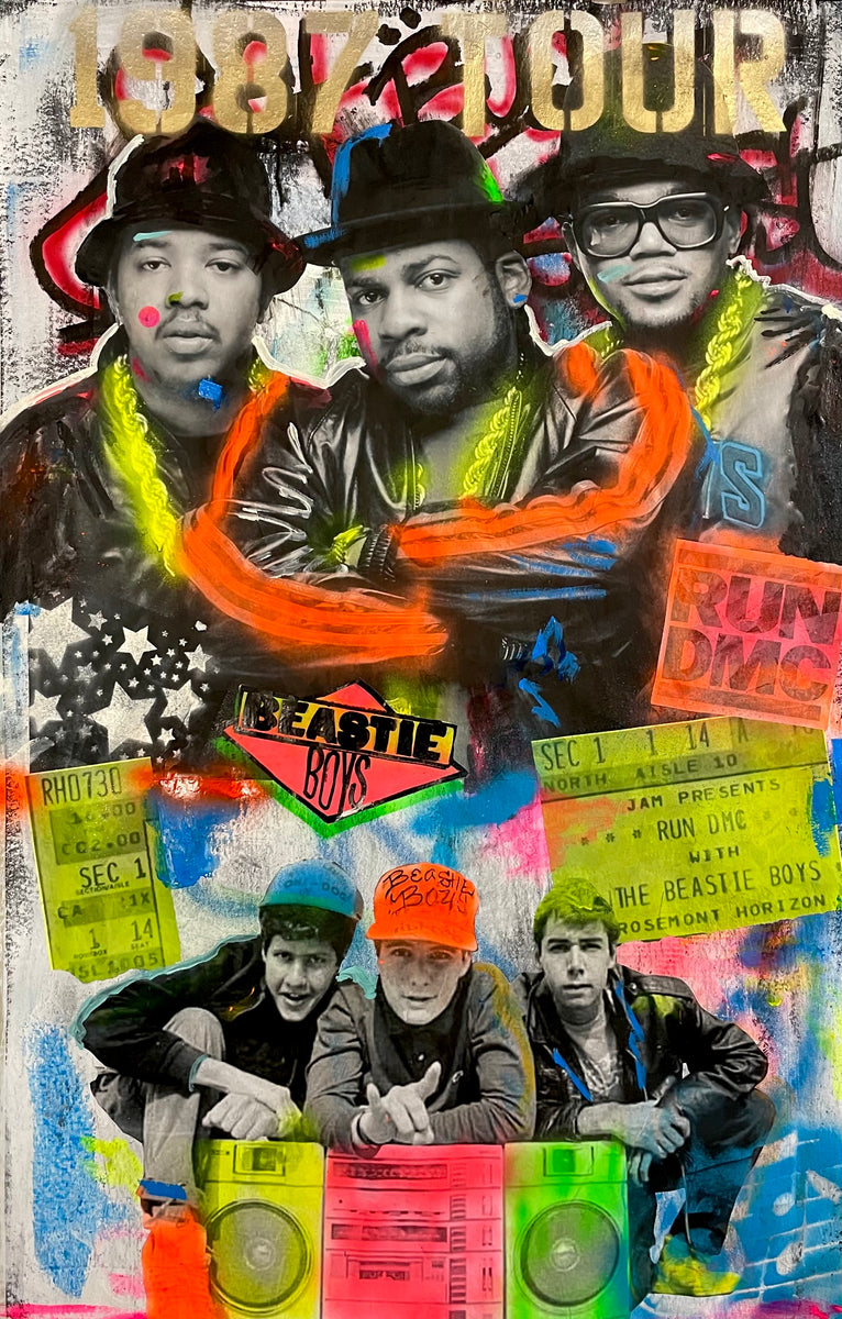 Poster Musicale Incorniciato Beastie Boys & Run-DMC – Amsterdam 1987 – Stampa D'Arte 33x23.5 Pollici